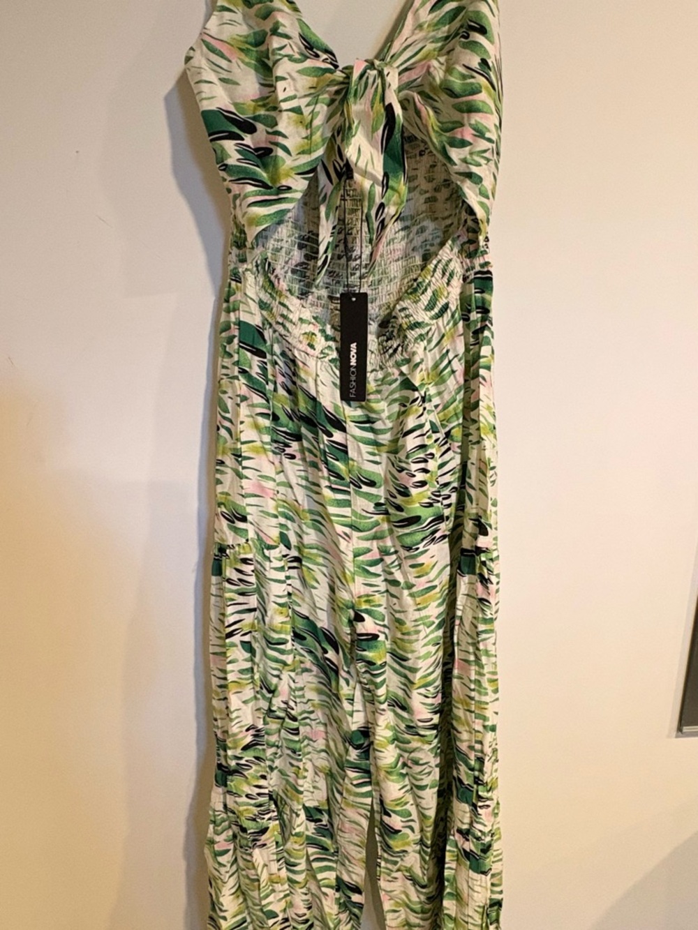 Fashion Nova Green & White Printed Cutout Jumpsuit - Picture 5 of 5